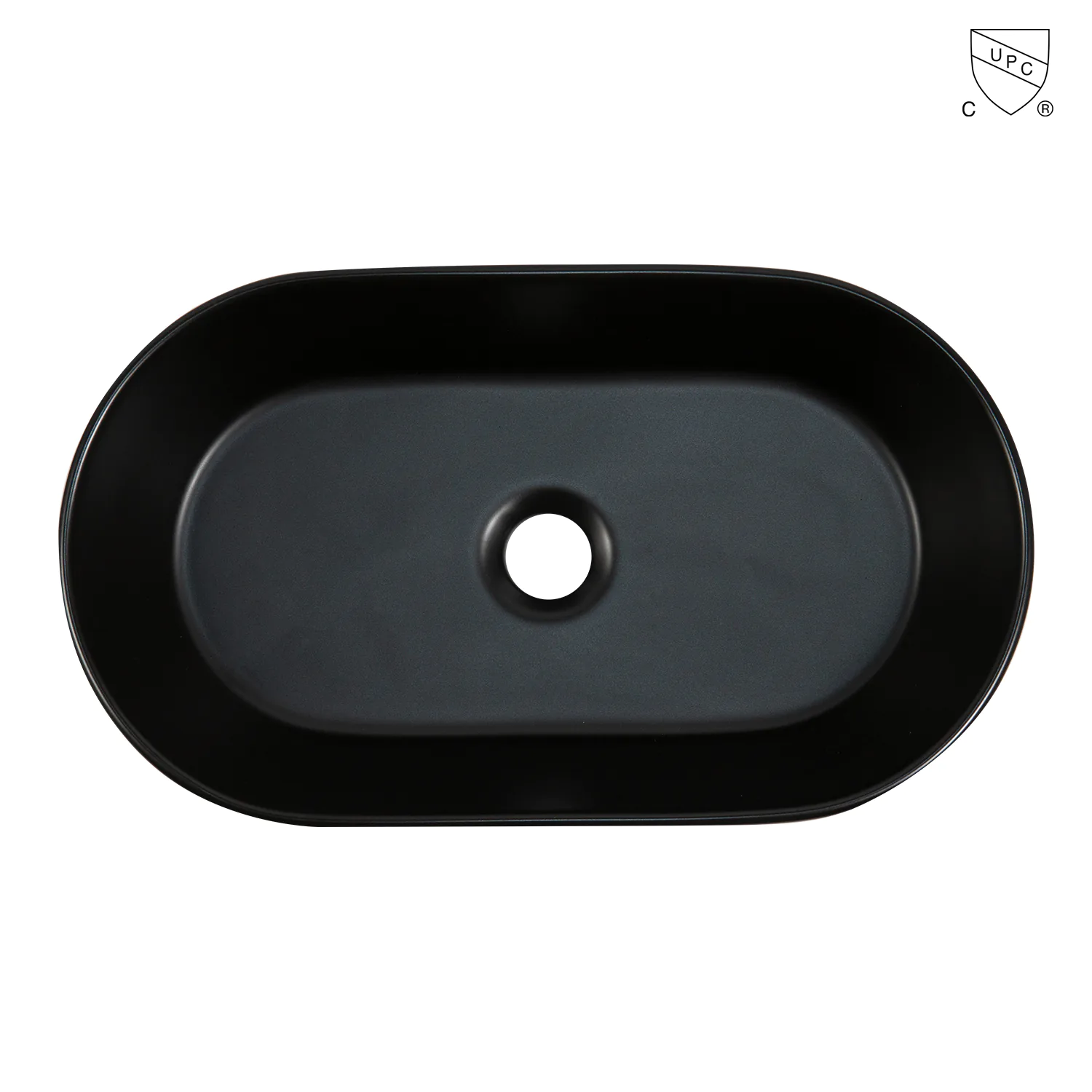 53 cm porcelain basin matte black oval bathroom sink oval vessel sink MC-1436 without overflow and faucet hole